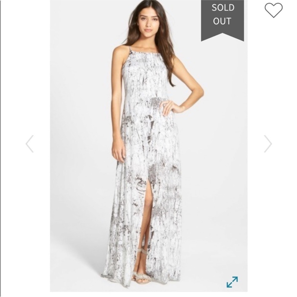 Betro Simone Maxi Dress Small White Grey Monochrome Marbled Sleeveless Flowy